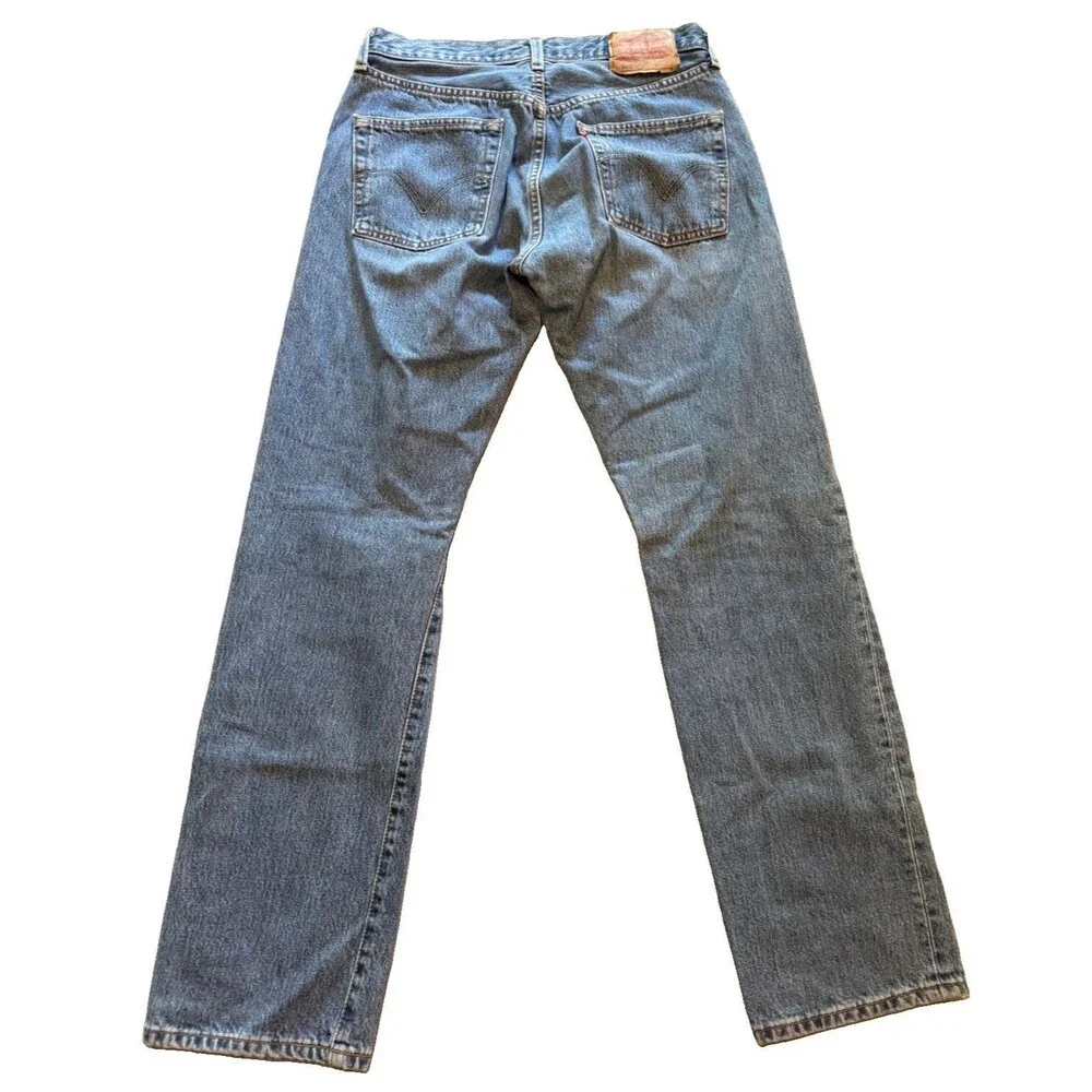 Vintage Levis 501 Distressed Jeans Mens 31x32 Medium Wash Ripped Button Fly Blue